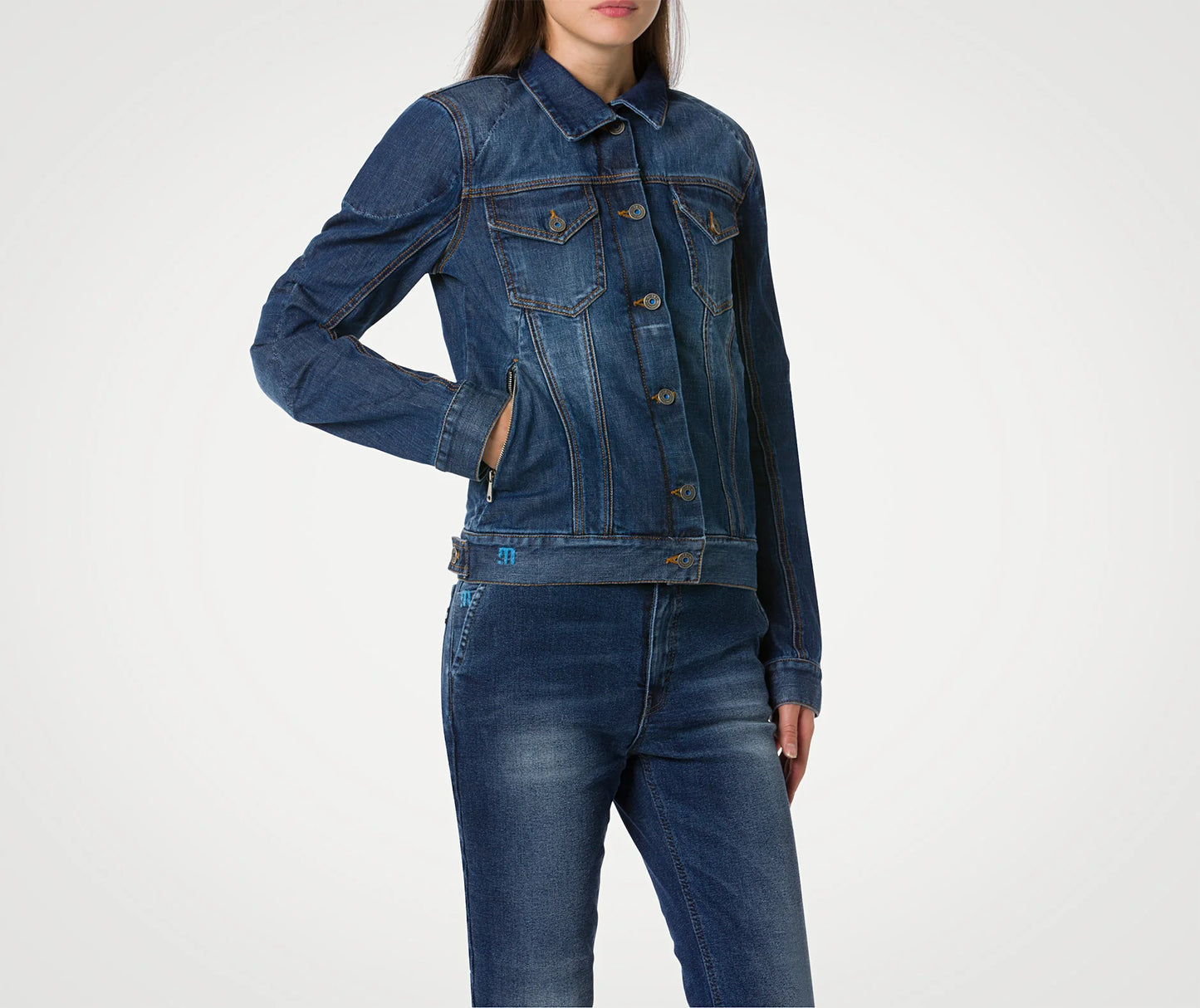 Giacca di Jeans Donna Moto Pmj LUCY Blu AAA