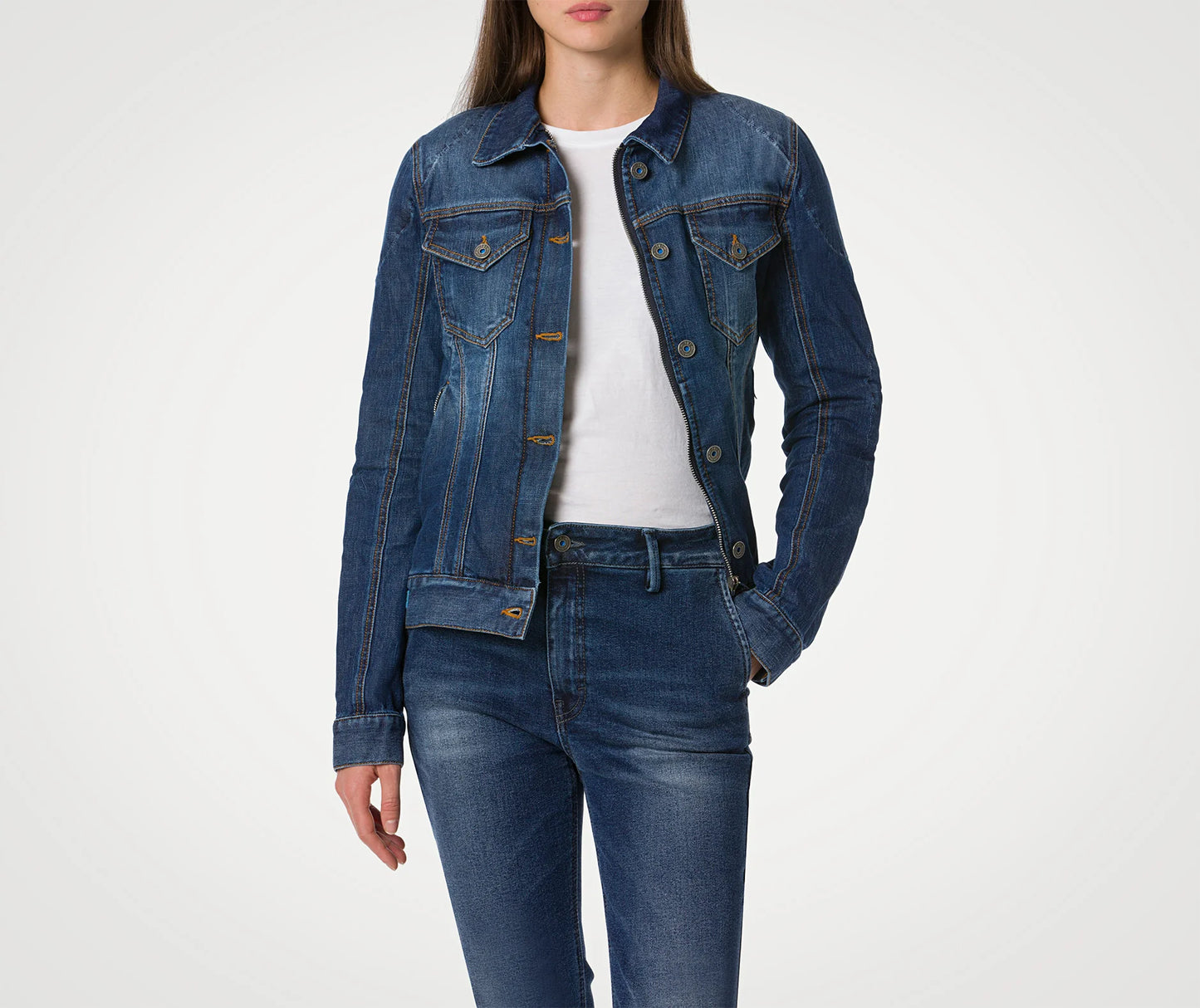 Giacca di Jeans Donna Moto Pmj LUCY Blu AAA