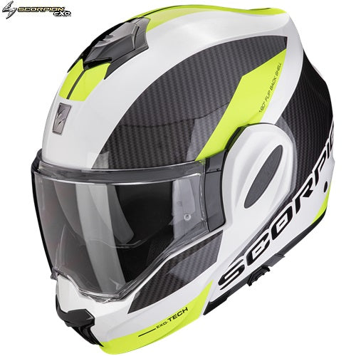 Casco Moto Modulare P/J Scorpion EXO-TECH EVO TEAM bianco-giallo neon (In Esaurimento)