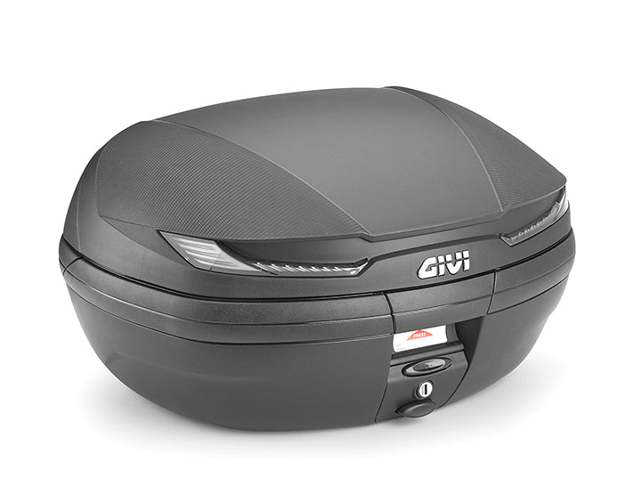 Valigia V45 ARENA TECH 45 lt, nera goffrata con catadiottri fumé