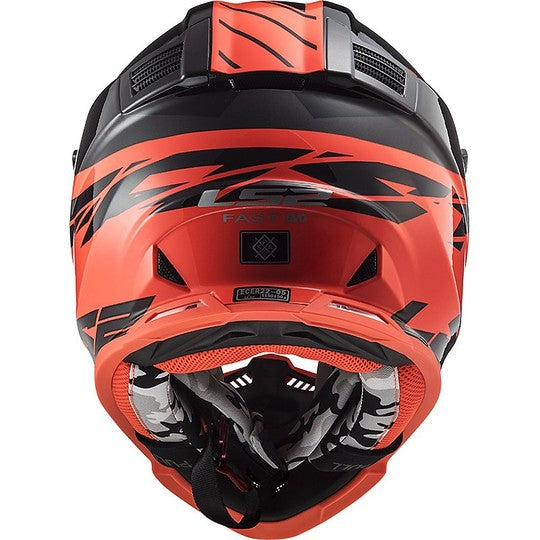Casco Cross Enduro Moto Ls2 MX437 FAST EVO Roar Nero Opaco Rosso