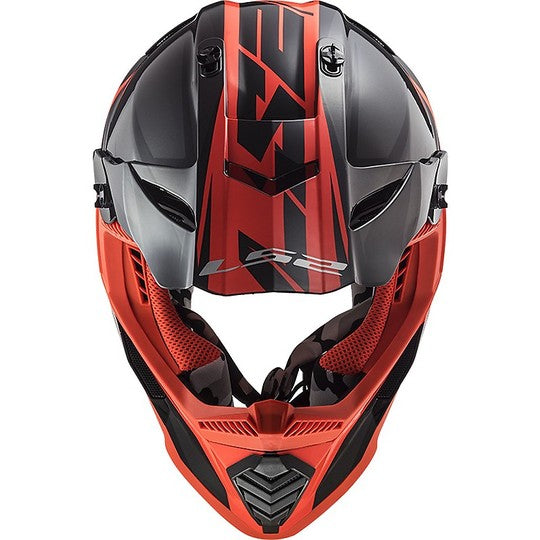 Casco Cross Enduro Moto Ls2 MX437 FAST EVO Roar Nero Opaco Rosso