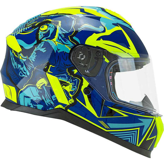 Casco Moto Bambino Integrale CGM 265X MICRO MONSTER Blu Giallo fluo