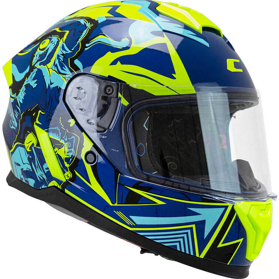 Casco Moto Bambino Integrale CGM 265X MICRO MONSTER Blu Giallo fluo