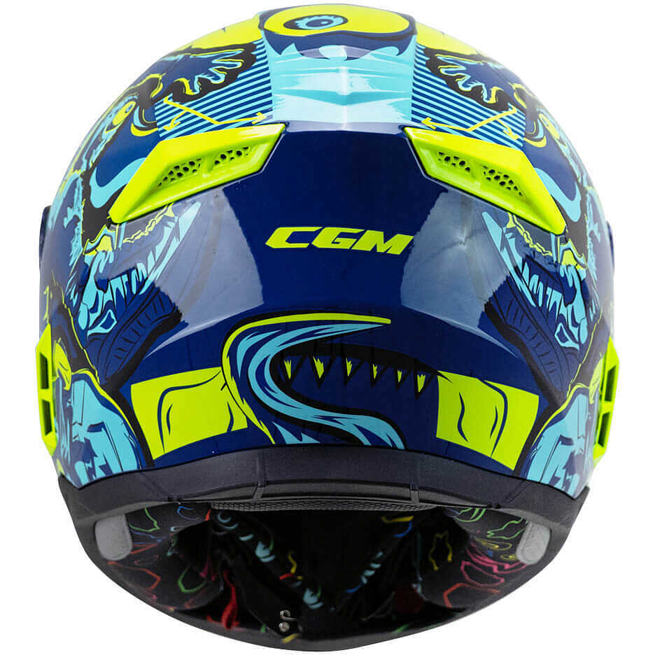 Casco Moto Bambino Integrale CGM 265X MICRO MONSTER Blu Giallo fluo