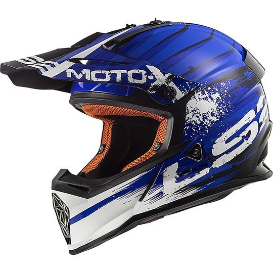 Casco Moto Cross Enduro LS2 MX437 Fast Gator Blu (In Esaurimento)