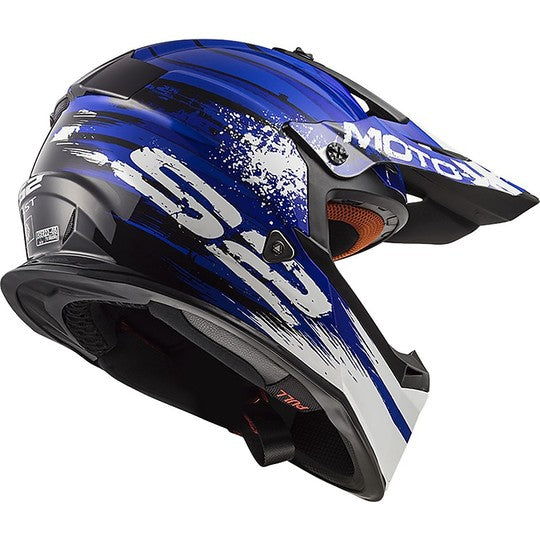 Casco Moto Cross Enduro LS2 MX437 Fast Gator Blu (In Esaurimento)
