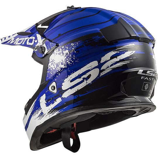 Casco Moto Cross Enduro LS2 MX437 Fast Gator Blu (In Esaurimento)