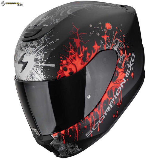 Casco Moto Integrale Scorpion EXO-391 WOLF Nero opaco Argento Rosso
