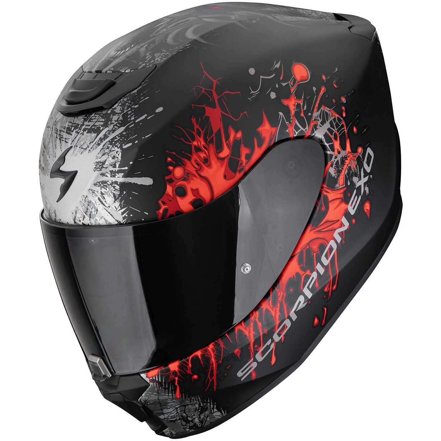 Casco Moto Integrale Scorpion EXO-391 WOLF Nero opaco Argento Rosso