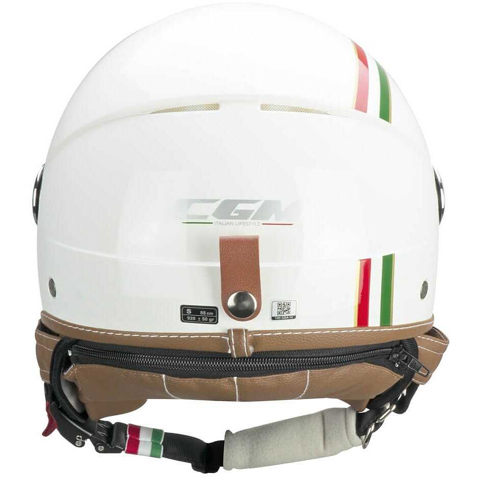 Casco Moto Jet CGM 191I PIX IT Verde Bianco Rosso Visiera lunga