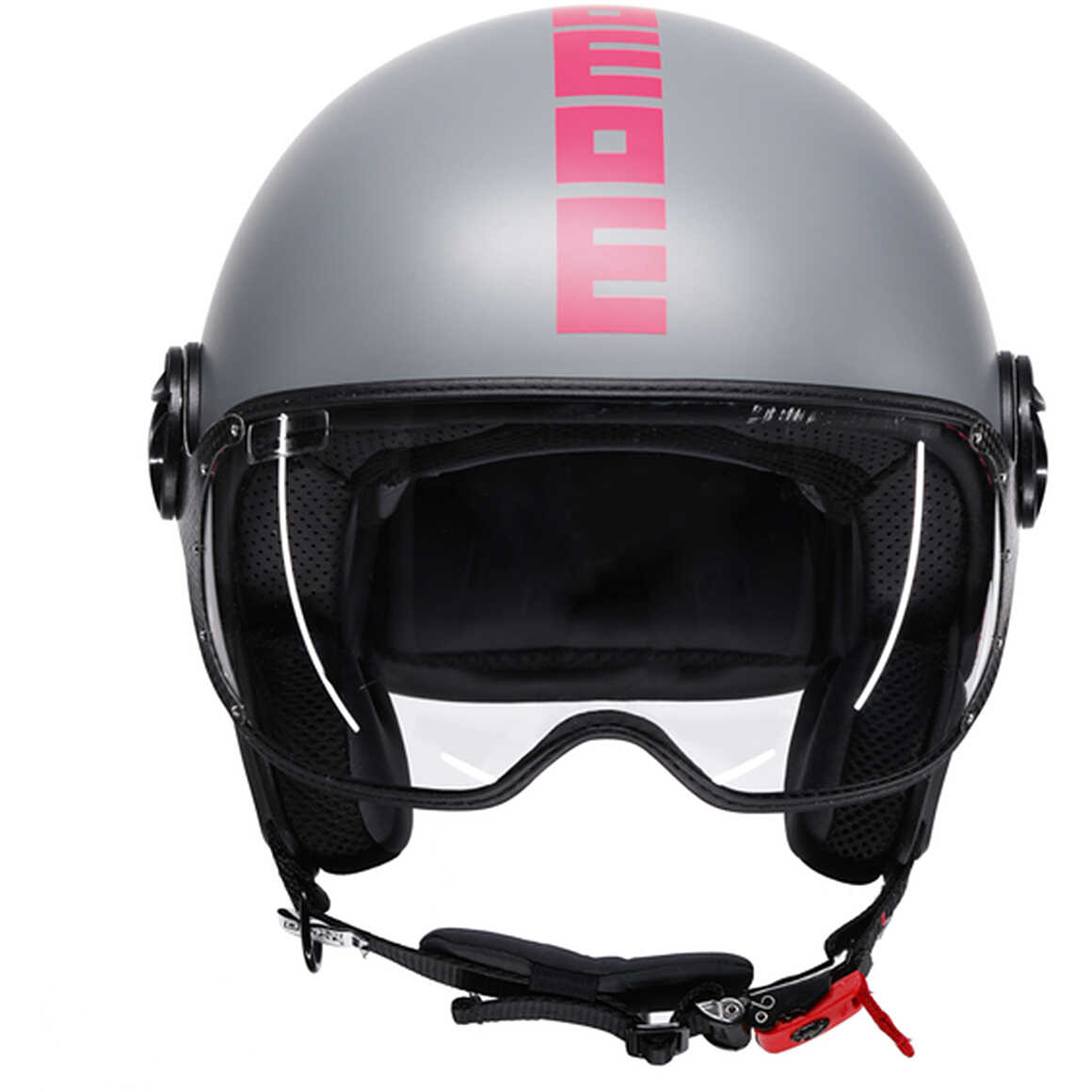 Casco Moto Jet Momo Design FGTR CLASSIC Grigio Opaco Fucsia Fluo
