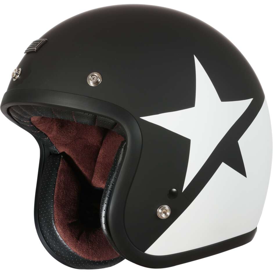 Casco Moto Jet Origine PRIMO Star Army Bianco Nero Opaco 22.06