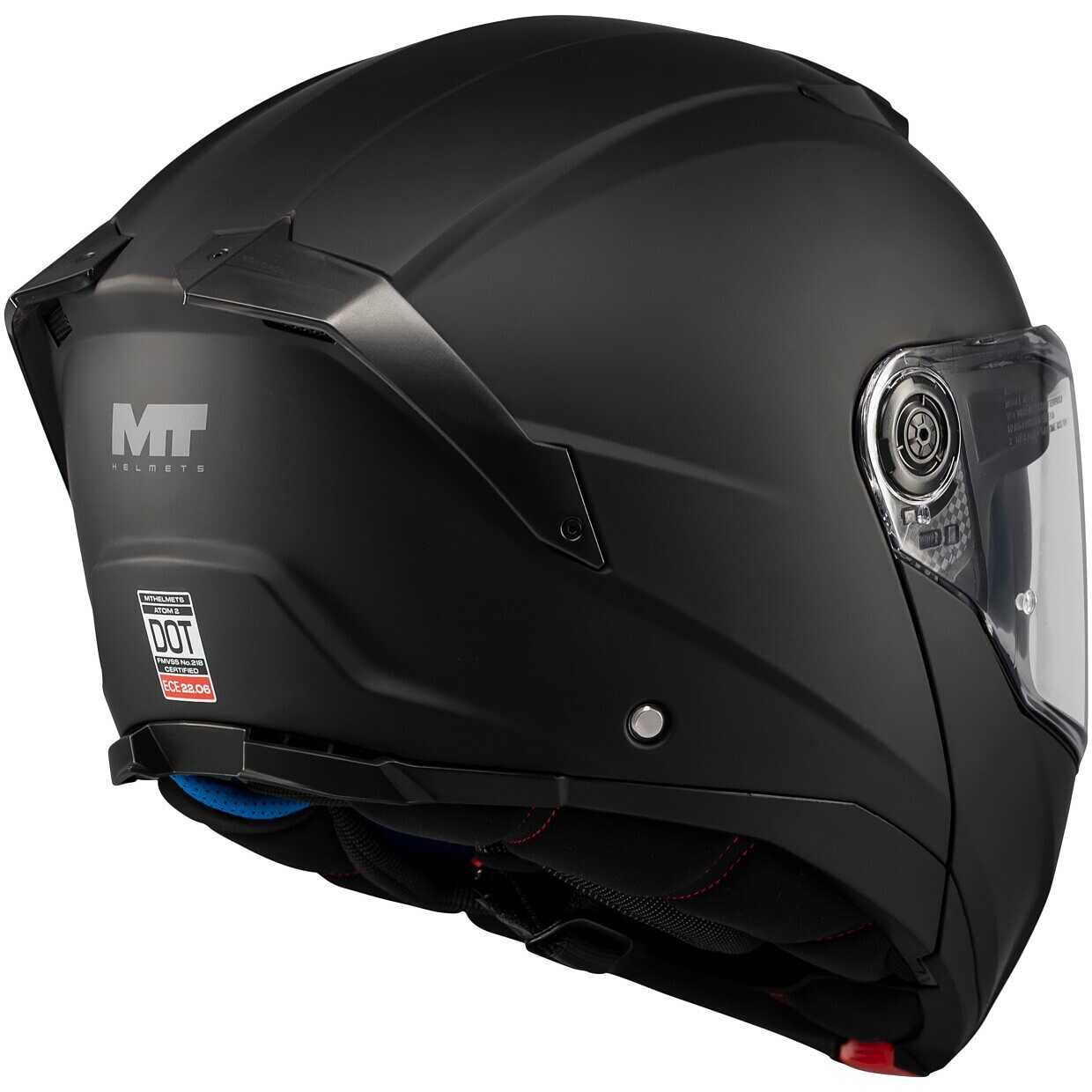 Casco Moto Modulare P/J Mt Helmets ATOM 2 SV PURE A1 Nero Opaco