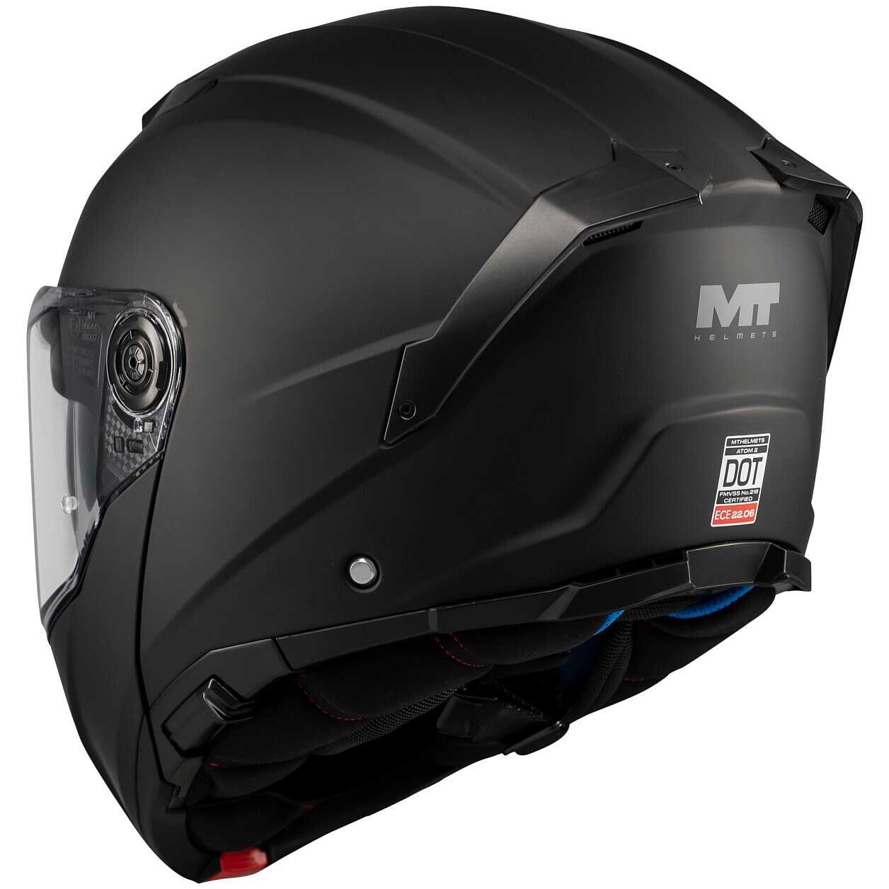 Casco Moto Modulare P/J Mt Helmets ATOM 2 SV PURE A1 Nero Opaco