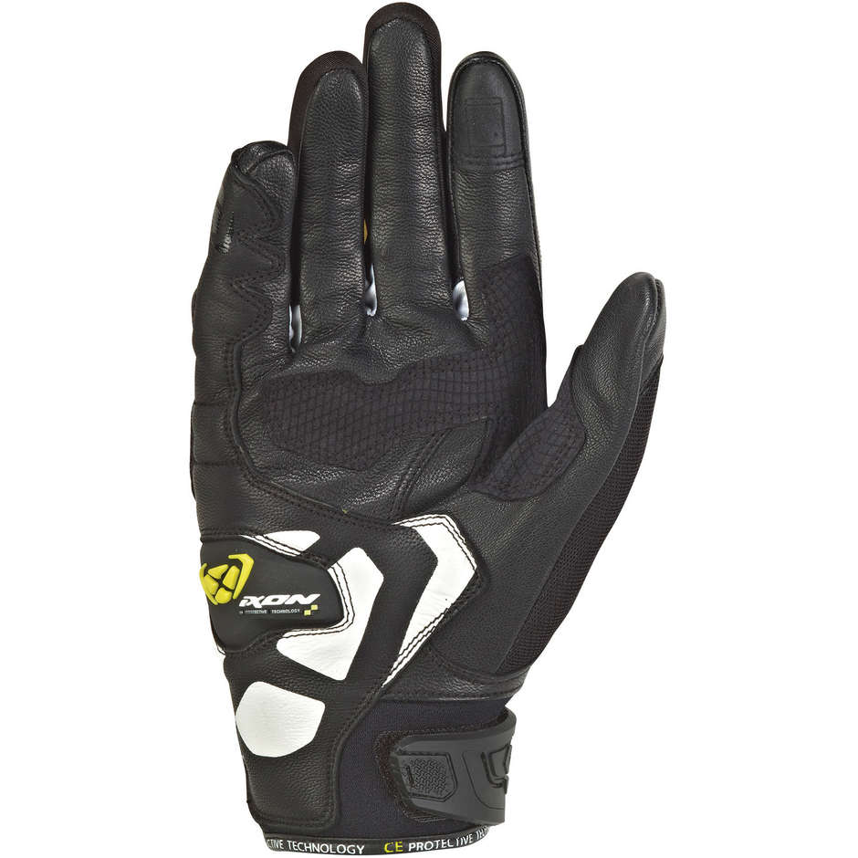 Guanti Moto Estivi Ixon RS Rise Air In Pelle e Tessuto Nero Bianco (In Esaurimento)