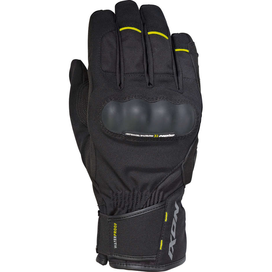 Guanti Moto da Uomo Invernali in Tessuto Ixon PRO RUSSEL CE Nero-Giallo Vivo (In Esaurimento)