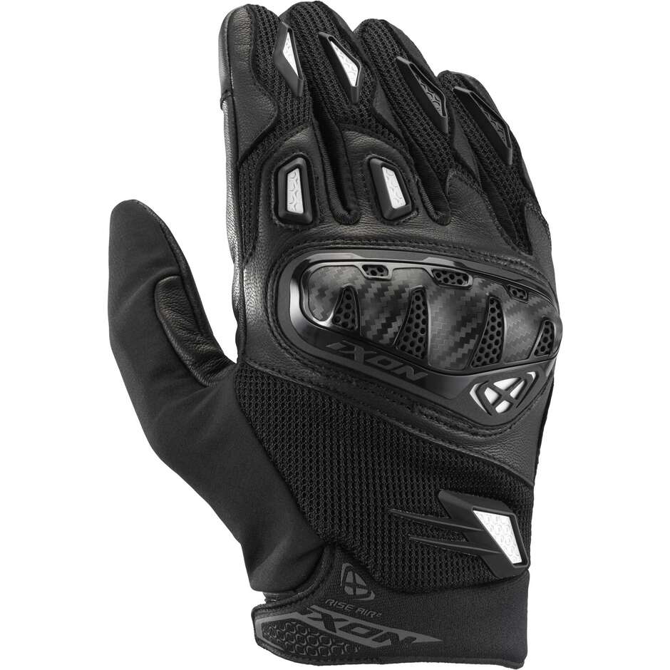 Guanti Moto in Pelle Ixon RISE AIR 2 Nero Bianco