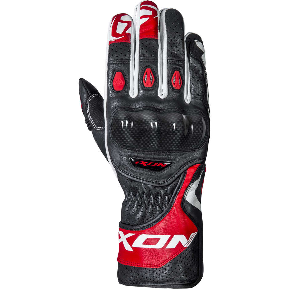 Guanti Moto In Pelle Sportivi Ixon RS CIRCUIT-R Nero-Rosso (In Esaurimento)