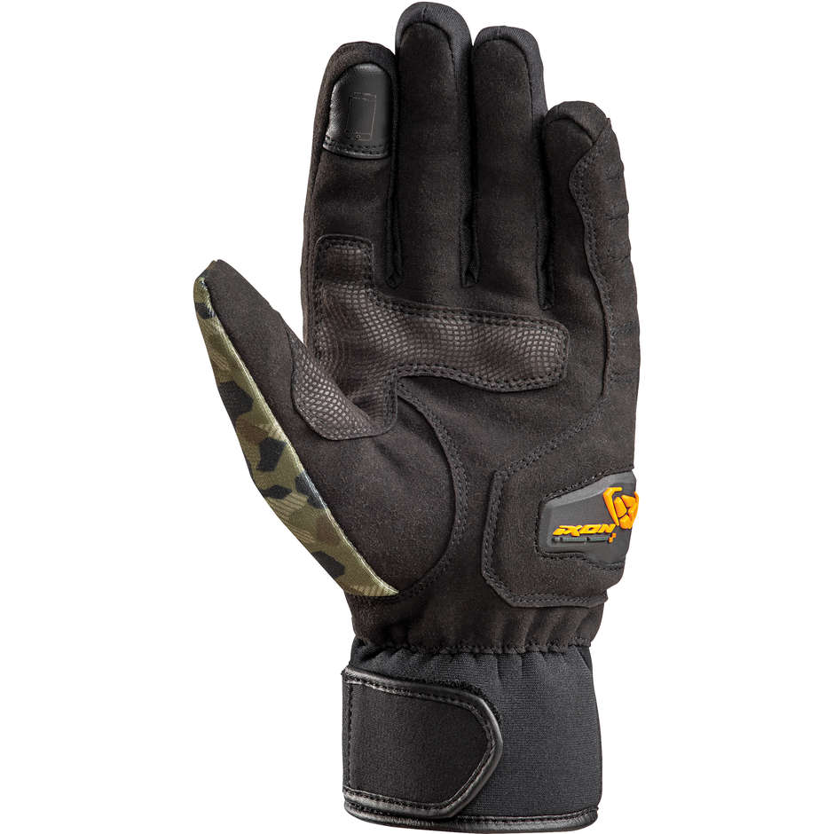 Guanti Moto da Uomo Invernali in Tessuto Ixon PRO RUSSEL CE Kaki Camo-Arancione (In Esaurimento)