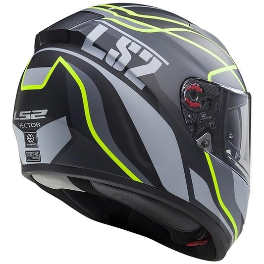 Casco Moto Integrale in Fibra LS2 FF397 Vector Vintage Nero Opaco Giallo Hi-Vision (In Esaurimento)