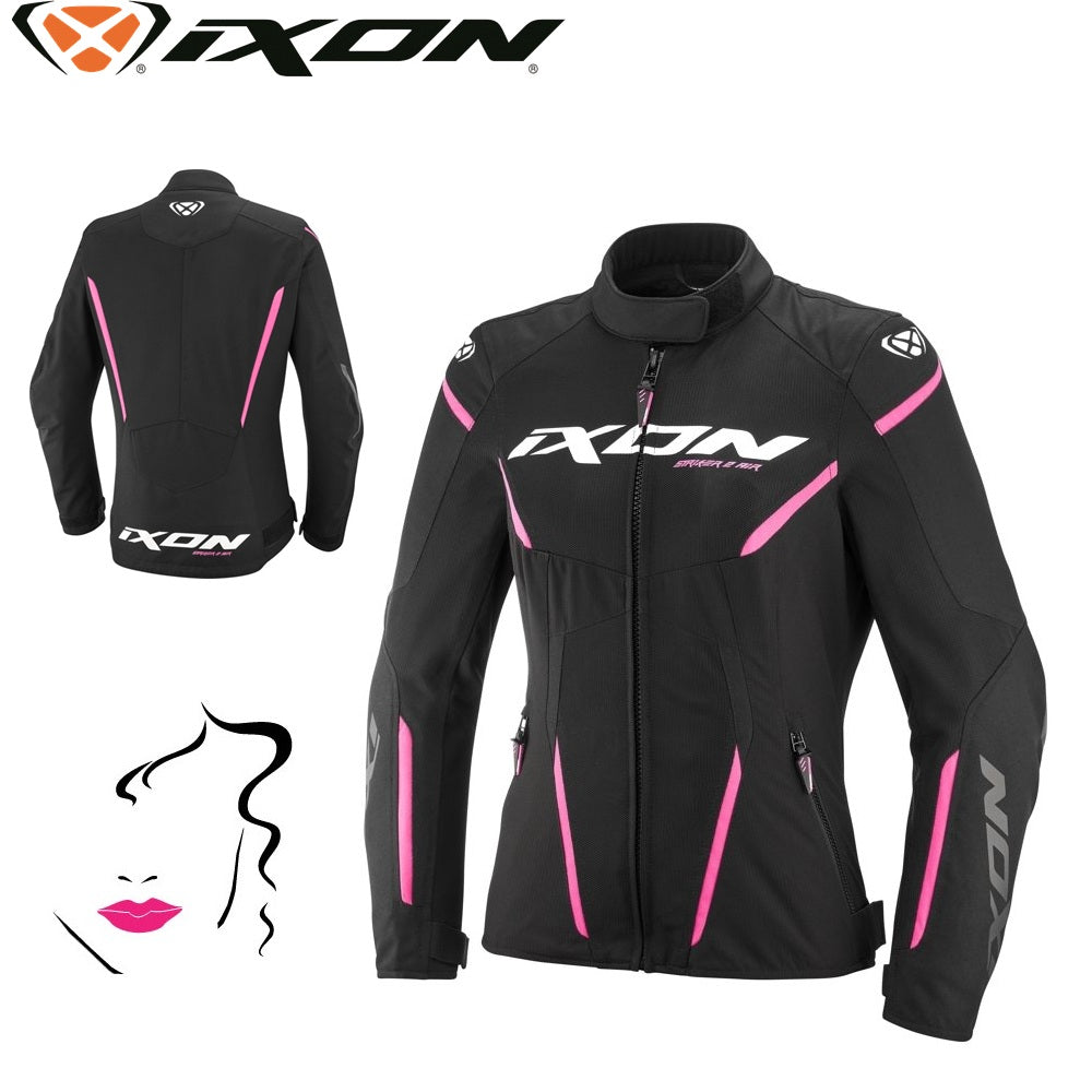 Giacca Moto Donna Estiva Ixon Striker 2 Air WP L Nero Rosa Vivo