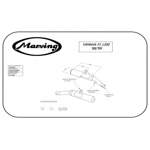 Marmitte Marving Y/2085/NC Yamaha Fj 1200 1988-1989 Nere In Esaurimento
