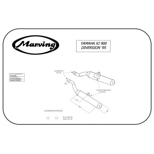 COPPIA MARMITTE YAMAHA XJ 900 DIVERSION 1995> CILINDRICA D.110 CROMO In Esaurimento