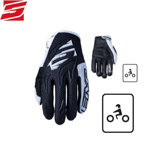 GUANTI MOTO FIVE MXF3 NERO-BIANCO (In Esaurimento)