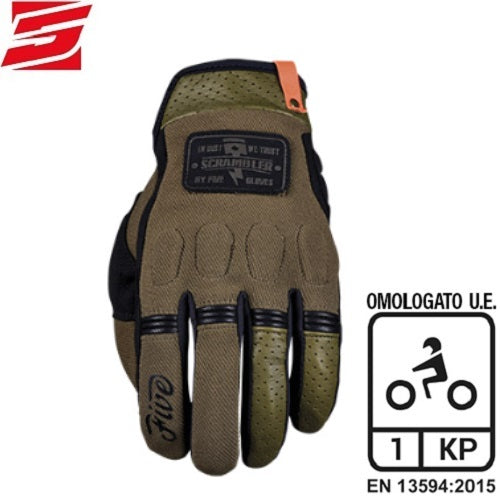 GUANTI MOTO FIVE SCRAMBLER KAKI-NERO