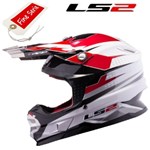 CASCO LS2 MX456 CROSS FIBRA FACTORY WHITE-BLACK-RED TG. XL (In Esaurimen