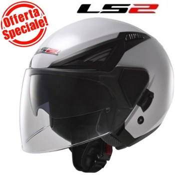 CASCO LS2 JET BISHOP C/DOPPIA VISIERA GLOSS WHITE TG. S (In Esaurimento)