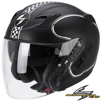 CASCO SCORPION JET BIXBY V/Lunga EXO-220 AIR Nero Op. Bianco M (In Esaur