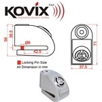 Bloccadisco KOVIX in acciaio SONORO 110db - Perno da 6mm. colore Silver