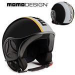 CASCO MOMO Mini-S6 Nero Lucido Silver Giallo Grigio S (56) In Esaur