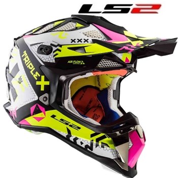 LS2 MX470 CROSS SUBVERTER TRIPLEX NERO ROSA GIALLO XL-61 (In Esaurimento