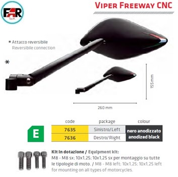 SPECCHIO UNIVERSALE SX Viper Freeway CNC DA MANUBRIO