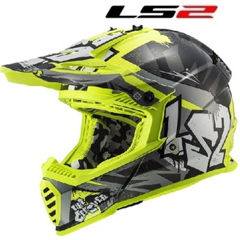LS2 MX437 Fast EVO MINI CRUSHER BLACK YELLOW L-60 (In Esaurimento)