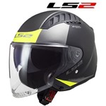 CASCO LS2 JET OF600 COPTER URBANE MATT BLACK H-V YELLOW S-56 (In Esaurim