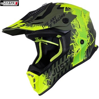 CASCO JUST1 J38 MASK FLUO YELLOW BLACK GREEN (MATT) M-58 (In Esaurimento