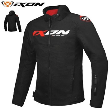 Giacca IXON FIERCE in tessuto UOMO nero-bianco-rosso M-48 (In Esauriment