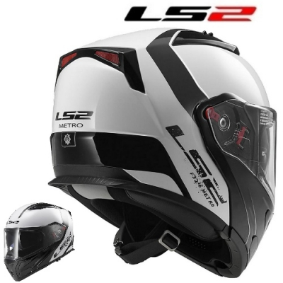 CASCO LS2 MODULARE METRO RAPID Bianco Nero XL-61 (In Esaurimento)