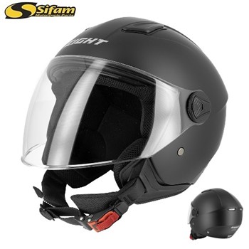 CASCO JET SIFAM S779 LEOV LV VISIERA LUNGA NERO OPACO L-60 22.06