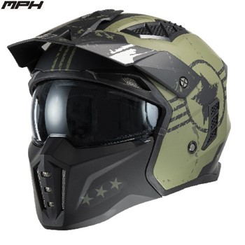 Casco Demi-Jet MPH 22.06 HARRIER STARS MATT GREEN XS-54