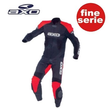 TUTA AXO MONKEY IN PELLE ADULTO DA MINIMOTO NERO-ROSSO 50-L (In Esaurime